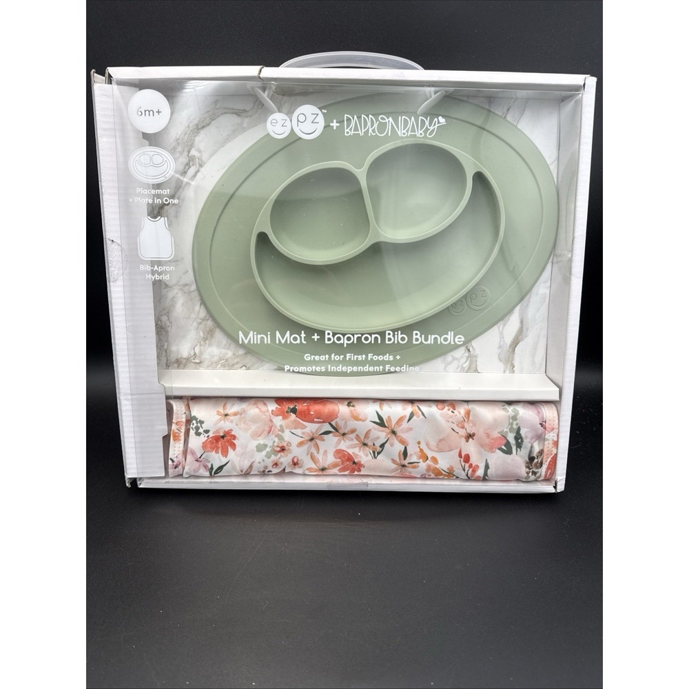 EZPZ The Mini Mat Baby Placemat Food Plate And Bapron Apron Silicone